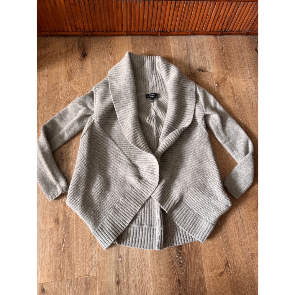 Robert Rodriguez Gray Wool Cashmere Shawl Collar Open Cardigan Sweater Size M